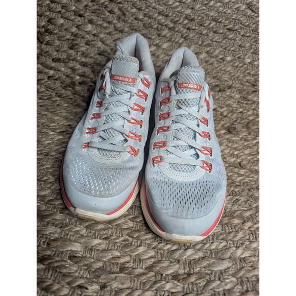 Nike Lunarglide 4 + H2O Repel Womens Gray Salmon Lace Up Running Shoes Size 8 - Picture 6 of 11